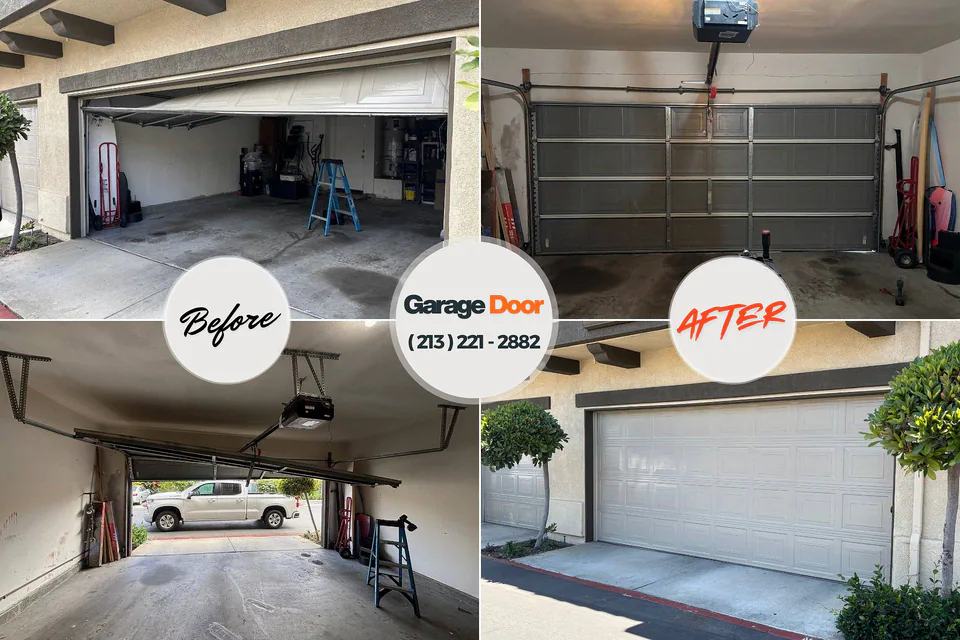 Before and after: garage door company Hughes Springs, TX